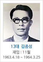 13대 김 종 성 / 재임 : 11월
	1963.  04.  18~	1964.  03.  25